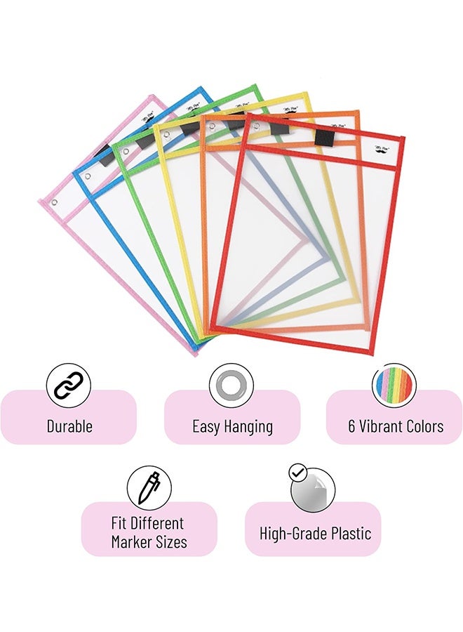 Sweet Life 10Pack Dry Erase Pocket, Rewritable Dry Erase Sleeves for School and Work, Clear workSheet Protectors, 10" x 13.5" Plastic Ticket Holders, 10 Colors Assorted - Image 3
