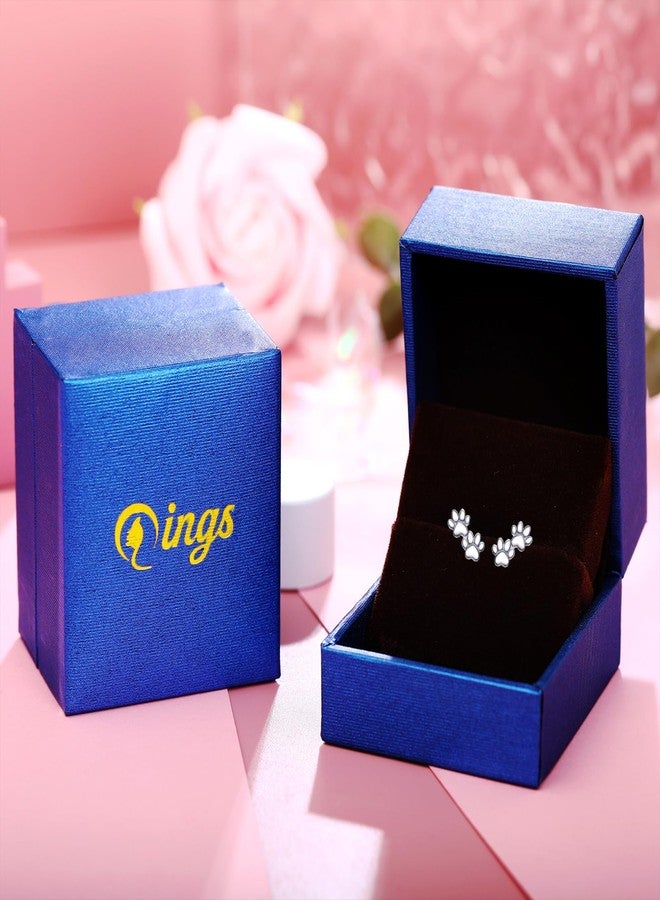 Qings Paw Print Stud Earrings for Women - 925 Sterling Silver Cute Pet Paw Print Earrings Lovely Puppy Dog Cat Footprints Earring Animal Hypoallergenic Studs, Jewelry Birthday Presents for Daughter - Image 4