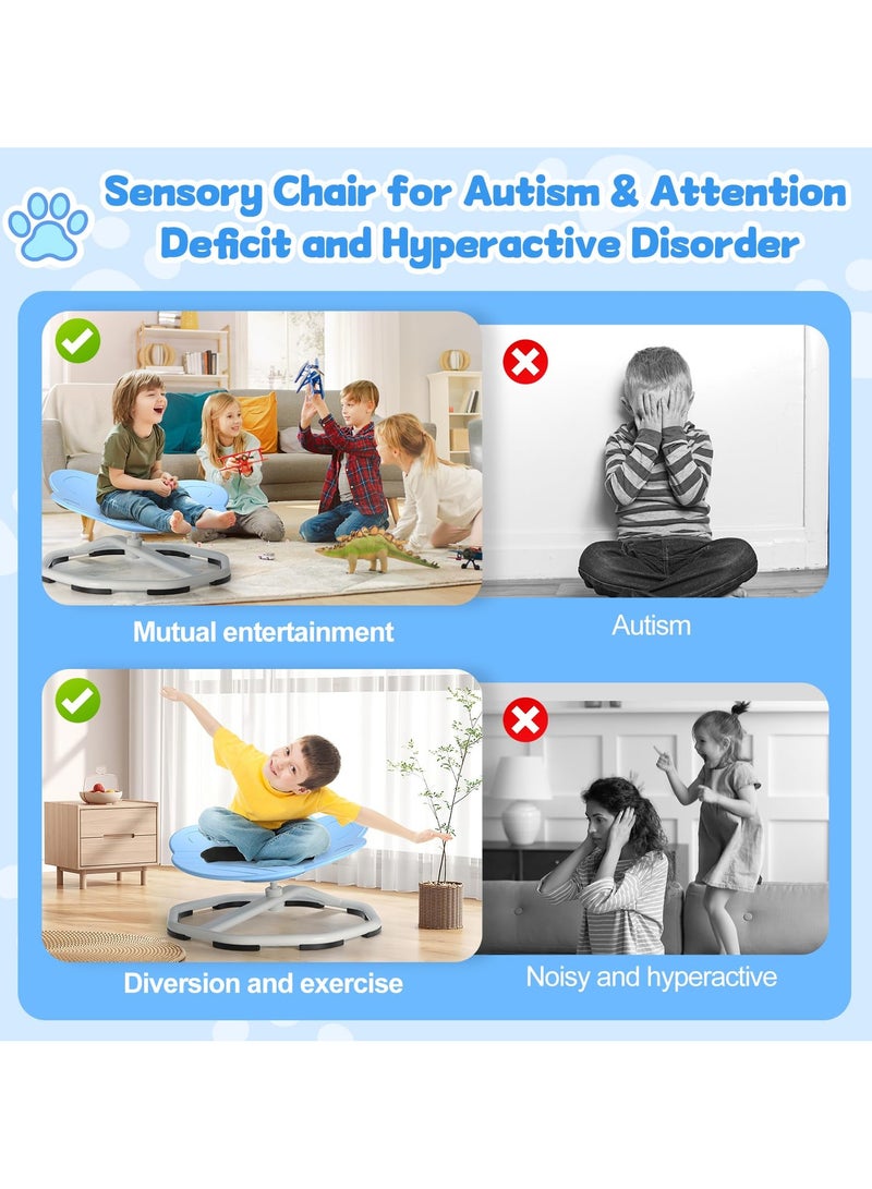 XiuWoo Cat Paw Sensory Spinning Chair for Autistic Kids, Sit and Spin Toys for Age over 3, 360° Sensory Spinning Chair, Sensory Balance Toys, Autism ADHD Chairs, Play Eqpt Relief Motion Sickness for Boys Girls,Light Blue - Image 5