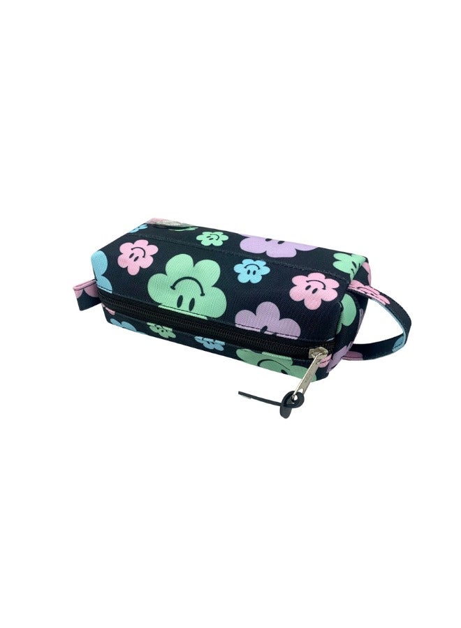 JUST HYPE Original Pencil Pouch - Black Happy Flowers - Image 5