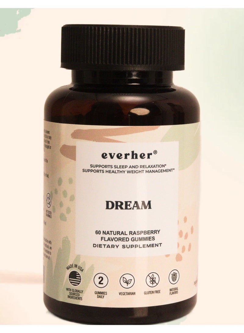 ايفرهير علبتين | علكات دريم | مصنوعة في الولايات المتحدة الأمريكية | تحتوي على الميلاتونين، إل-ثيانين وإل-تريبتوفان | تدعم النوم العميق والاسترخاء والهدوء | خالية من السكر | نباتية | نكهات طبيعية | 60 علكة - Image 2