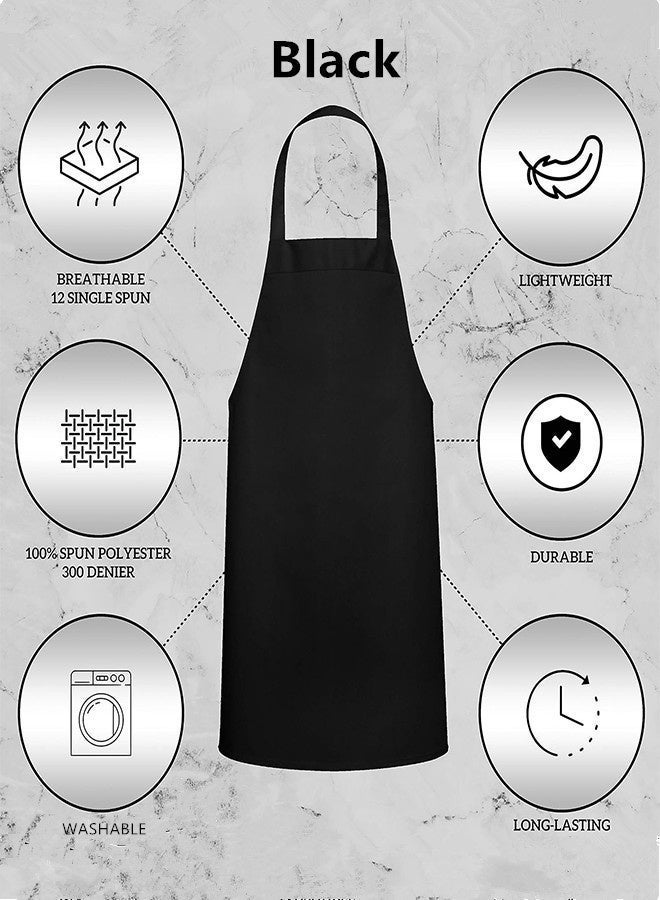 Saiboro Kitchen Chef Apron for Women Men,6pcs Fabric Chef Apron,Kitchen Cooking Baking Hairstylist Woodworking Welding Carpenter Work Bib Apron-Black - Image 5