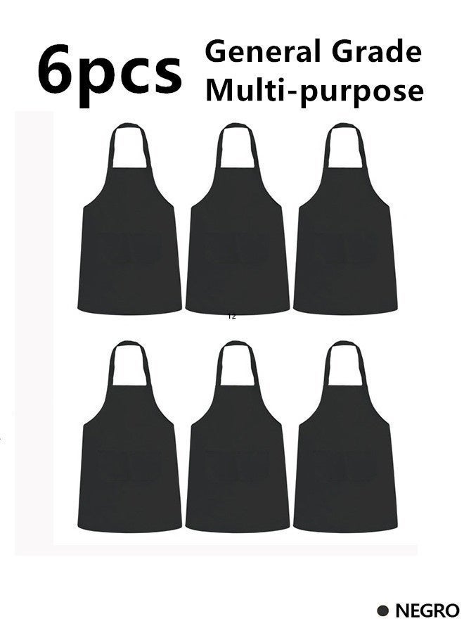 Saiboro Kitchen Chef Apron for Women Men,6pcs Fabric Chef Apron,Kitchen Cooking Baking Hairstylist Woodworking Welding Carpenter Work Bib Apron-Black - Image 4