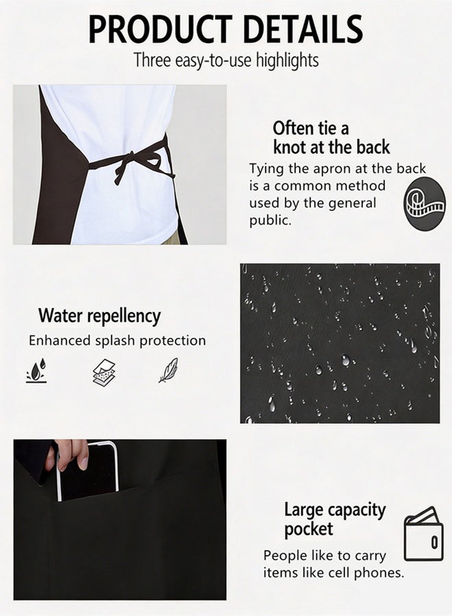 Saiboro Kitchen Chef Apron for Women Men,6pcs Fabric Chef Apron,Kitchen Cooking Baking Hairstylist Woodworking Welding Carpenter Work Bib Apron-Black - Image 3