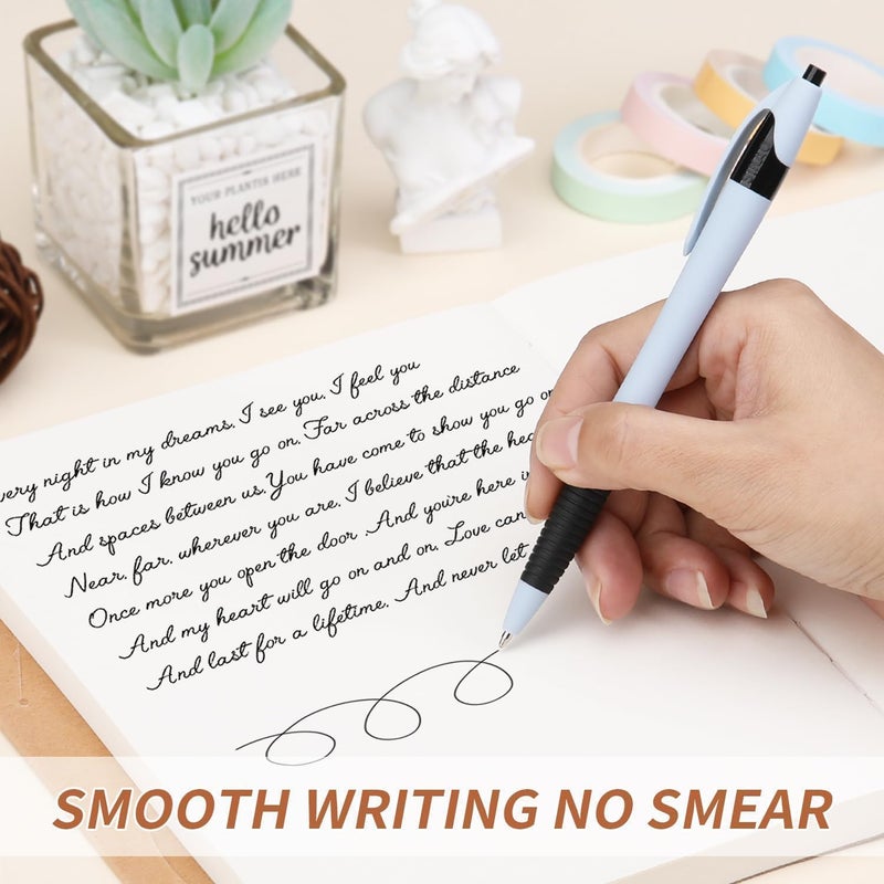 Sikao Pens Bulk, 60 Pack Morandi Ballpoint Pens Black Ink 1.0mm, No Bleed No Skip Smooth Writing, Gripped Slimster Series Click Pens with Soft Grip for Teachers, Students, Servers, School & Office Gifting - Image 5
