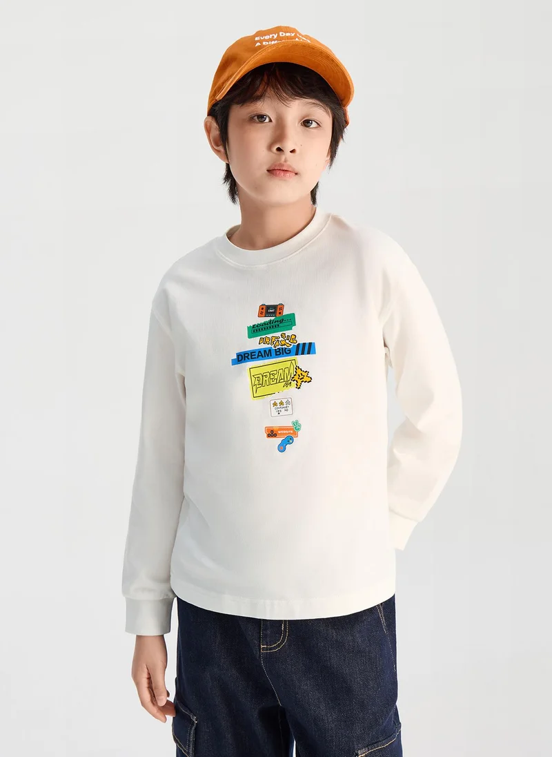 Kids Boys Round v-neck long-sleeved T-shirt