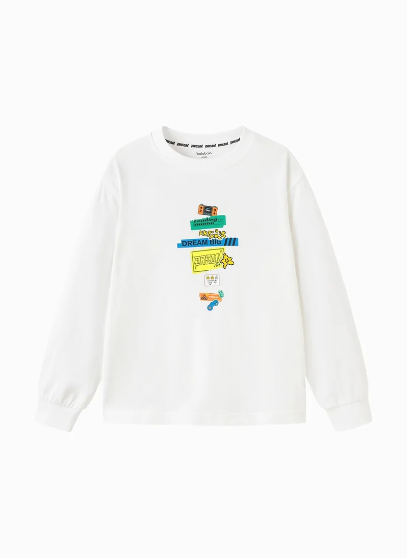 Balabala White Kids Boys Round v-neck long-sleeved T-shirt for Men | Best Price UAE