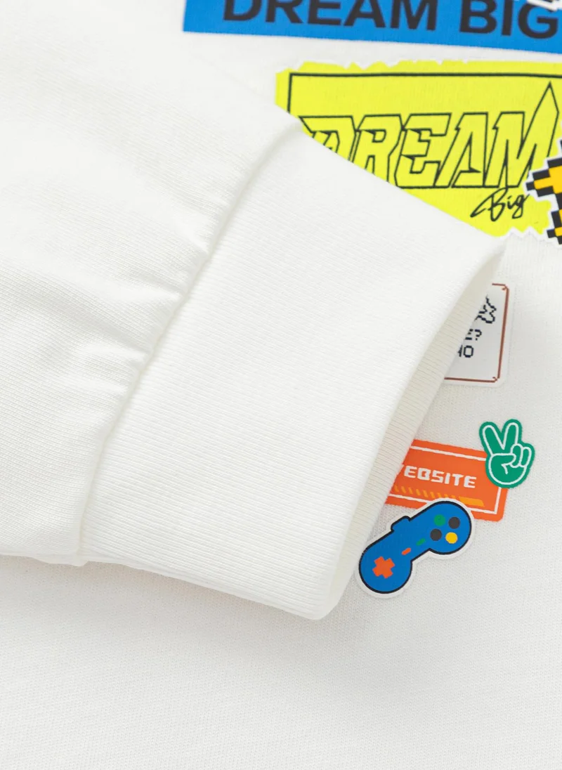 Balabala White Kids Boys Round v-neck long-sleeved T-shirt for Men | Best Price UAE