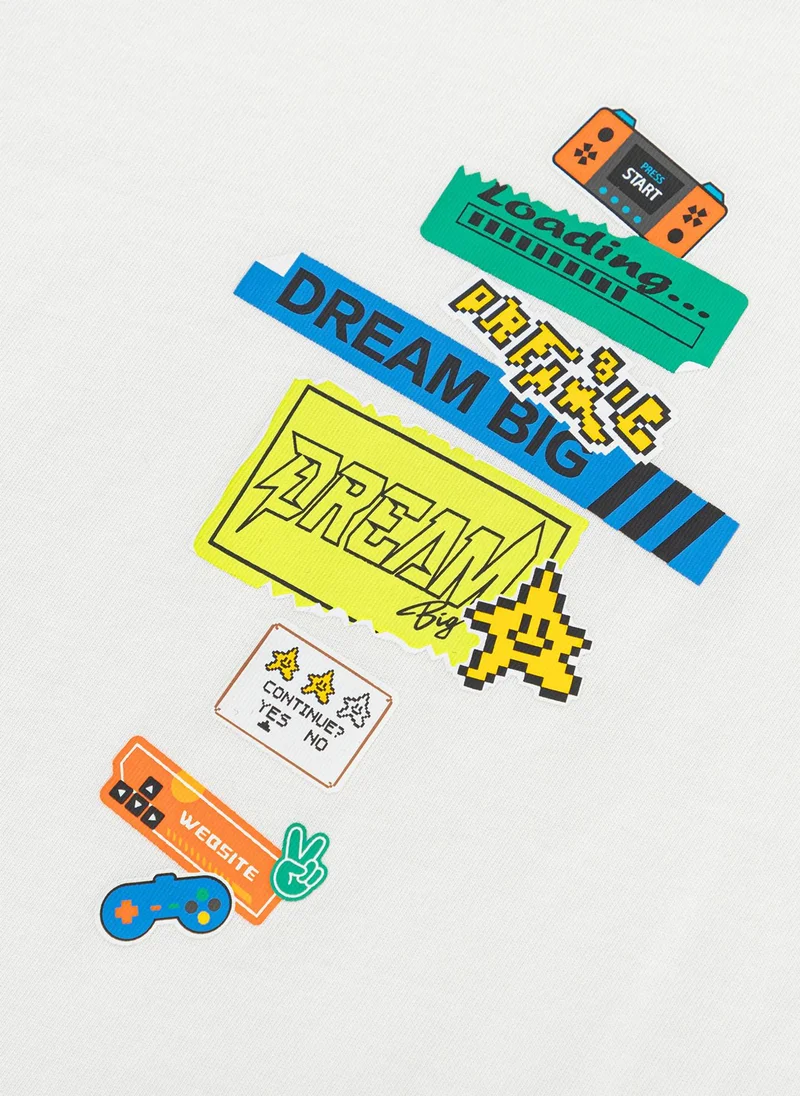 Balabala White Kids Boys Round v-neck long-sleeved T-shirt for Men | Best Price UAE