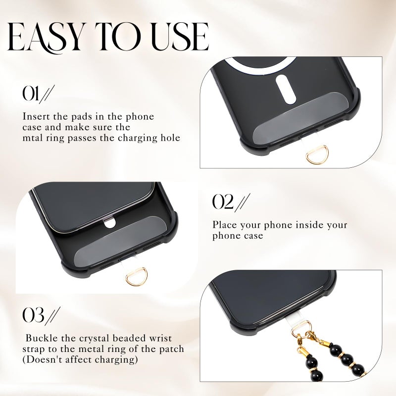Quelay 4 Pack Phone Wrist Strap Beaded Cell Phone Lanyards Wrist Charms with Tether Tab Bling Cellphone Wristlet Bracelet Strap for Women(Soft,Pearl) - Image 5