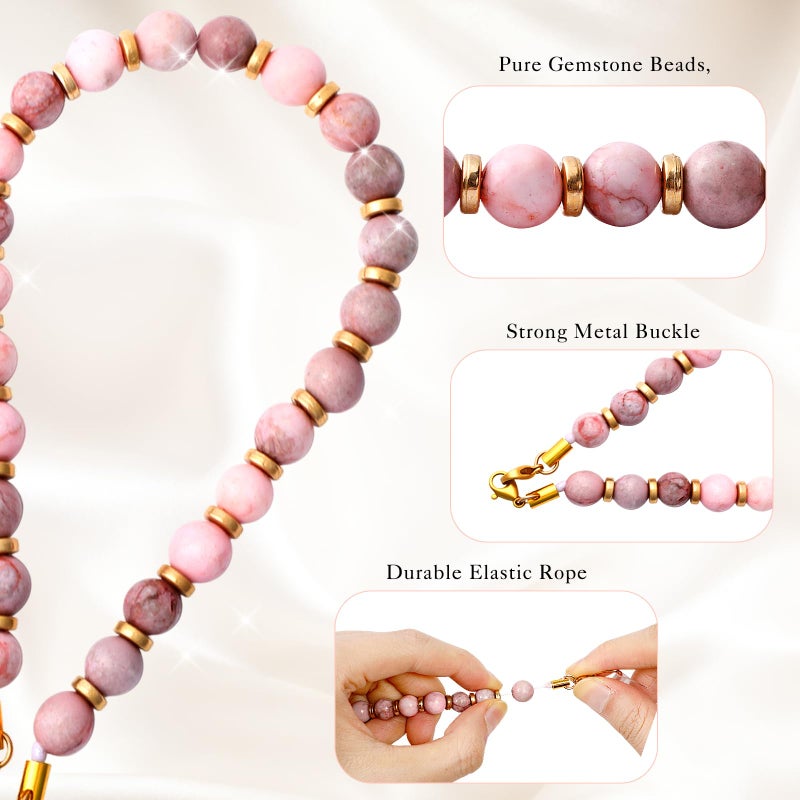Quelay 4 Pack Phone Wrist Strap Beaded Cell Phone Lanyards Wrist Charms with Tether Tab Bling Cellphone Wristlet Bracelet Strap for Women(Soft,Pearl) - Image 3
