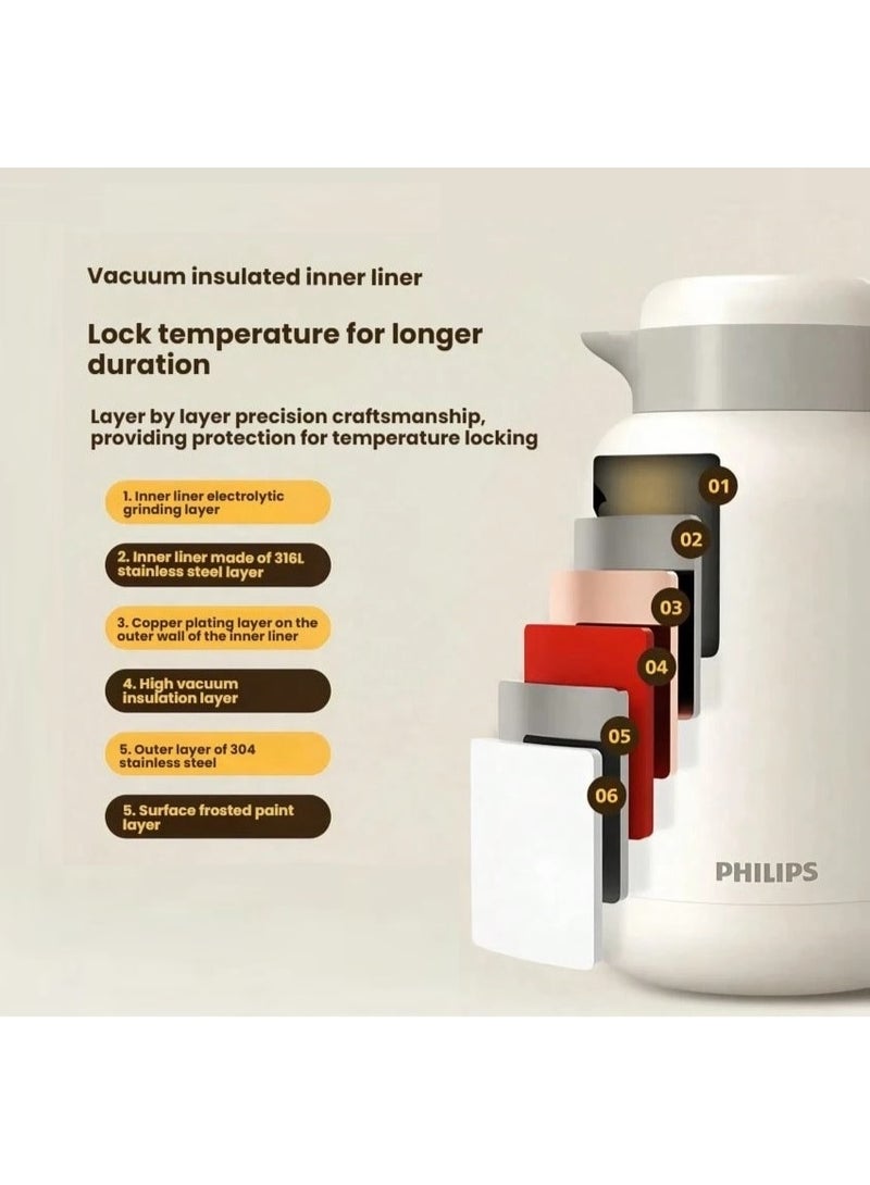فيليبس ترمس فولاذ 316 سعة 2 لتر,زجاجة سوائل ساخن وبارد 24 ساعة ضد الكسر للبر والسفر والرحلات - Image 5