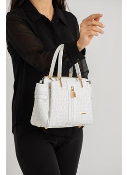 Women's White New Season 4 Compartment Hand and Shoulder Bag with Accessories PBU1022