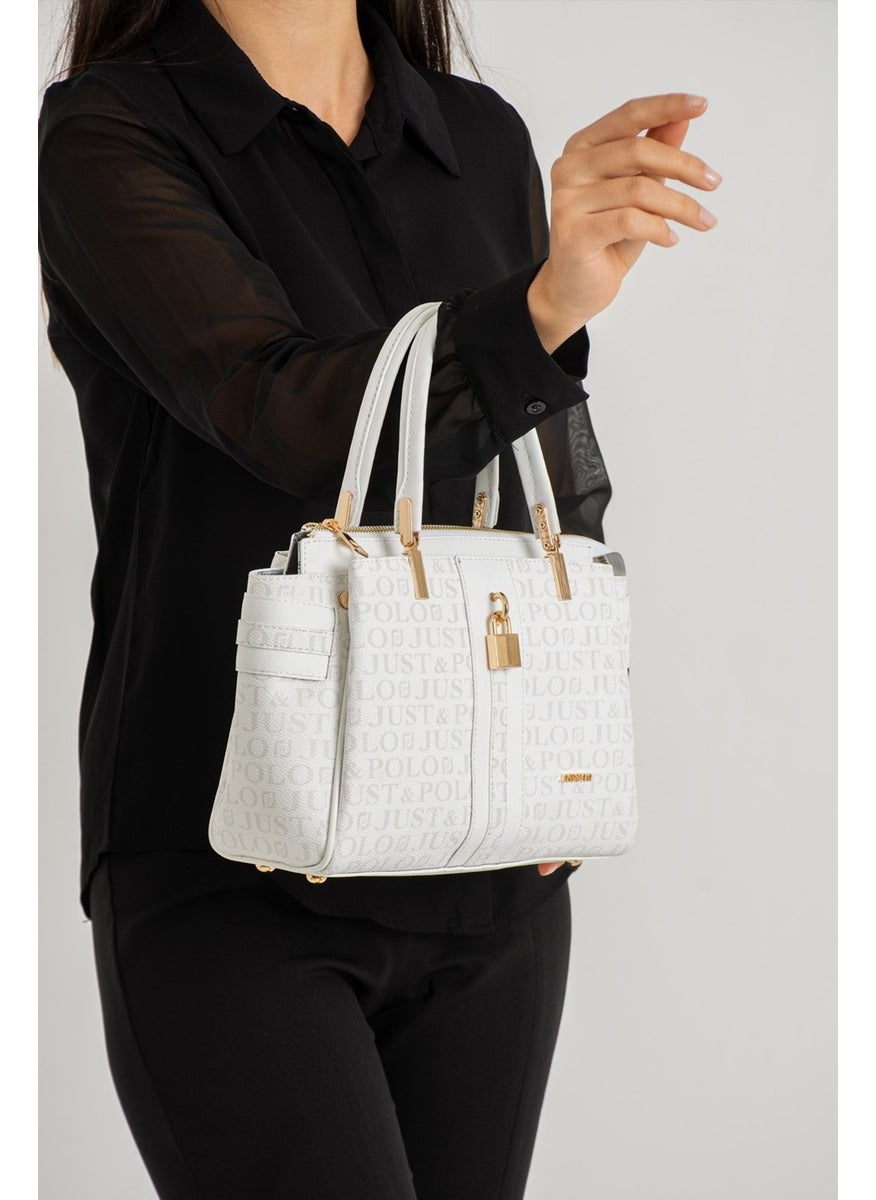 Just Polo - Women's White New Season 4 Compartment Hand and Shoulder Bag with Accessories PBU1022 - Image 1