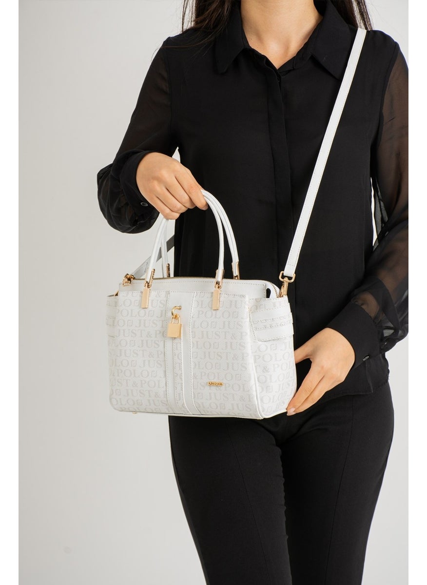 Just Polo - Women's White New Season 4 Compartment Hand and Shoulder Bag with Accessories PBU1022 - Image 1