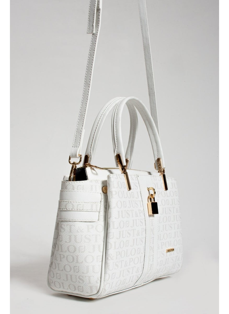 Just Polo - Women's White New Season 4 Compartment Hand and Shoulder Bag with Accessories PBU1022 - Image 1