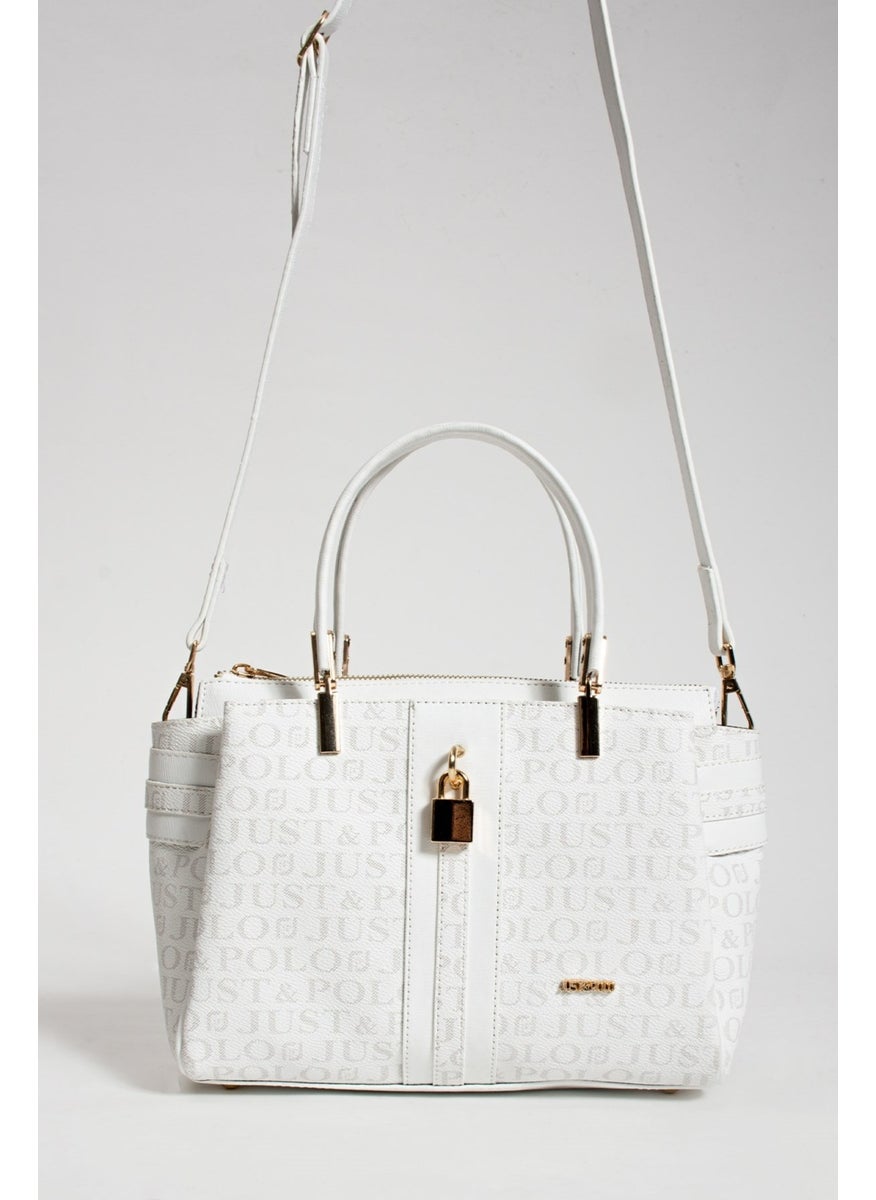 Just Polo - Women's White New Season 4 Compartment Hand and Shoulder Bag with Accessories PBU1022 - Image 1