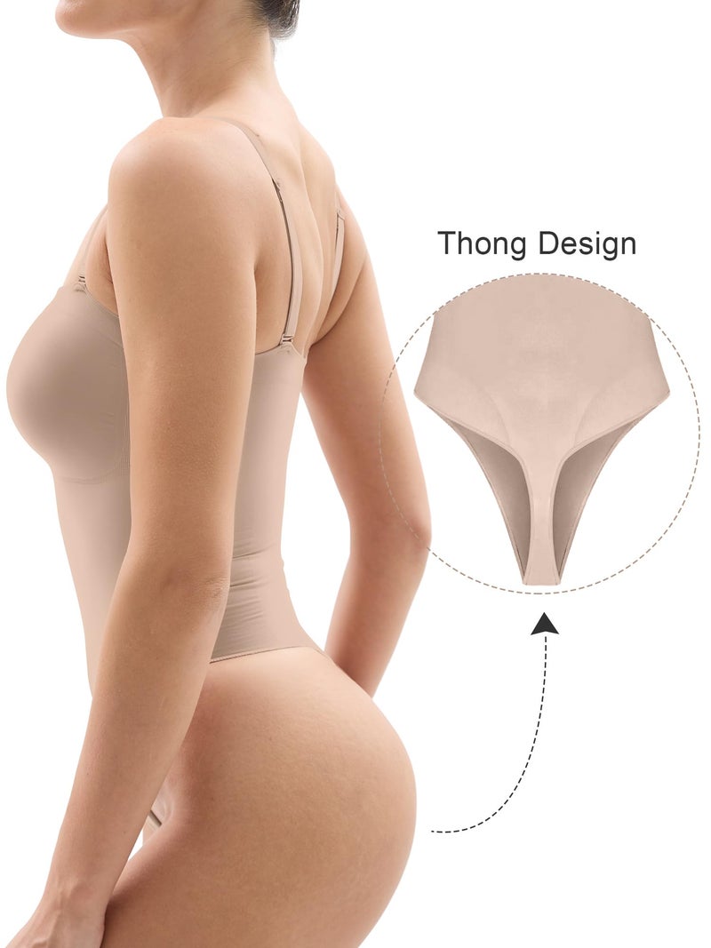 SHAPERX Strapless Bodysuit for Women Tummy Control Seamless Shapewear Thong Body Shaper with Invisible & Removable Straps,SZ5216-Sienna-L/XL - Image 2