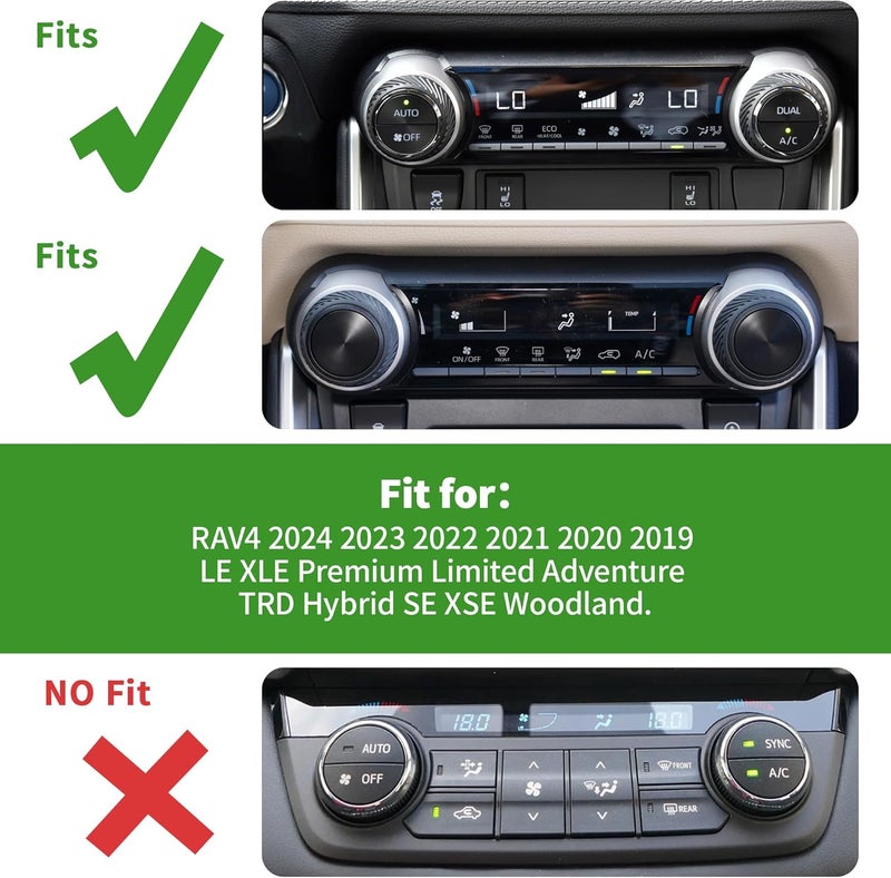 Polodunn ملحقات تويوتا RAV4 2025 2024 2023 2022 2021 2020 2019 - أغطية مقبض تكييف الهواء، أغطية حلقة زر بدء التشغيل 4 قطع (أسود) - Image 2