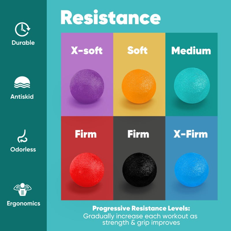 HiKeep Stress Balls for Adults (6 Pack), Stress Ball, Hand Strengthening Devices, Hand Exercisers for Strength, Exercise Squeeze Squishy Wrist Ball, Physical Therapy Exerciser, Grip Strength Trainer - Image 3