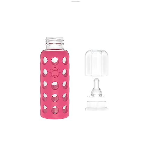Lifefactory Glass Baby Bottle BPA Free | Protective Silicone Sleeve | 9 oz Pack of 3 | Raspberry, Papaya, Mango - Image 4