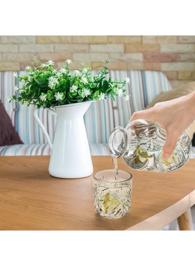 2 PCS Water Carafe Set With Tumbler 17OZ Vintage Bedside Clear Glass Mouthwash Bottle Nightstand Carafe and Glass for Handy Midnight Drink Set for Water Juice Kitchen Bedroom - Image 5
