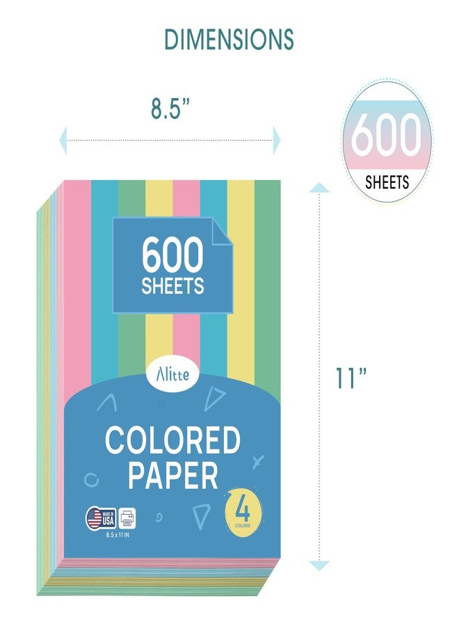 Alitte Colored Paper 8.5 x 11 - Copy Paper, 600-Pack Letter Size for Printer, Arts & Crafts, DIY Projects - Pink, Green, Blue, Yellow - School & Office Supplies - 150 Sheets Per Color - Image 3