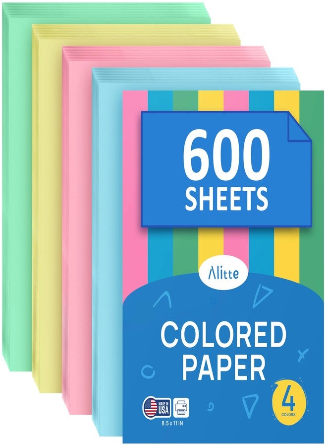Alitte Colored Paper 8.5 x 11 - Copy Paper, 600-Pack Letter Size for Printer, Arts & Crafts, DIY Projects - Pink, Green, Blue, Yellow - School & Office Supplies - 150 Sheets Per Color - Image 1