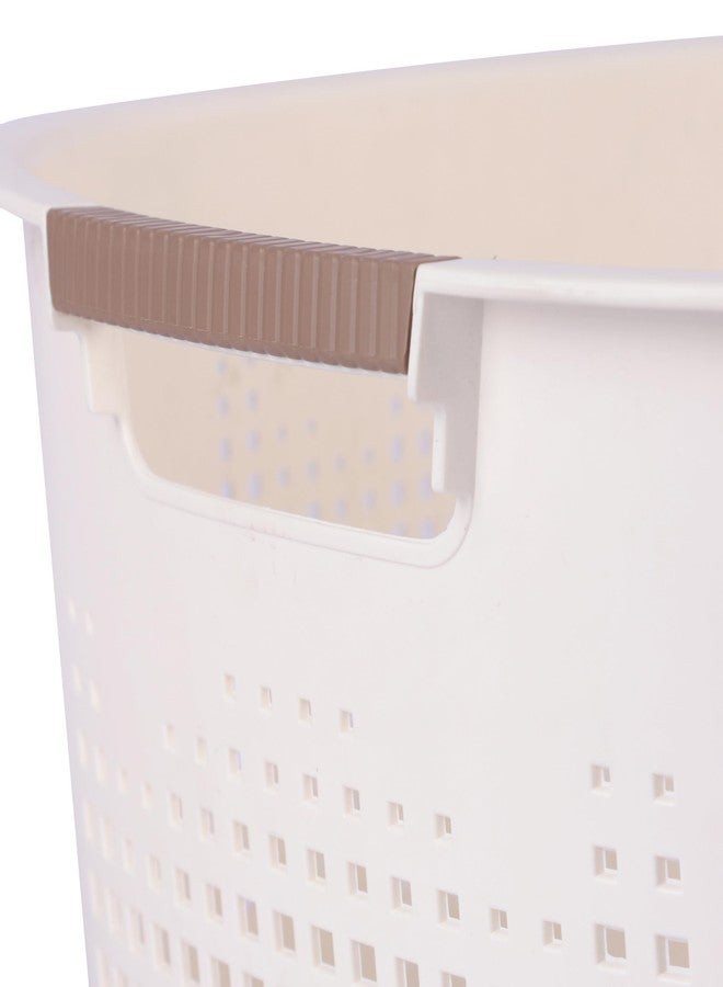 ARICO Premium Plastic Laundry Basket with Comfort Grip Handles - Large Ventilated Clothes Storage Organizer for Bathroom, Bedroom & Home (Off-White, Oval Shape) - Image 4