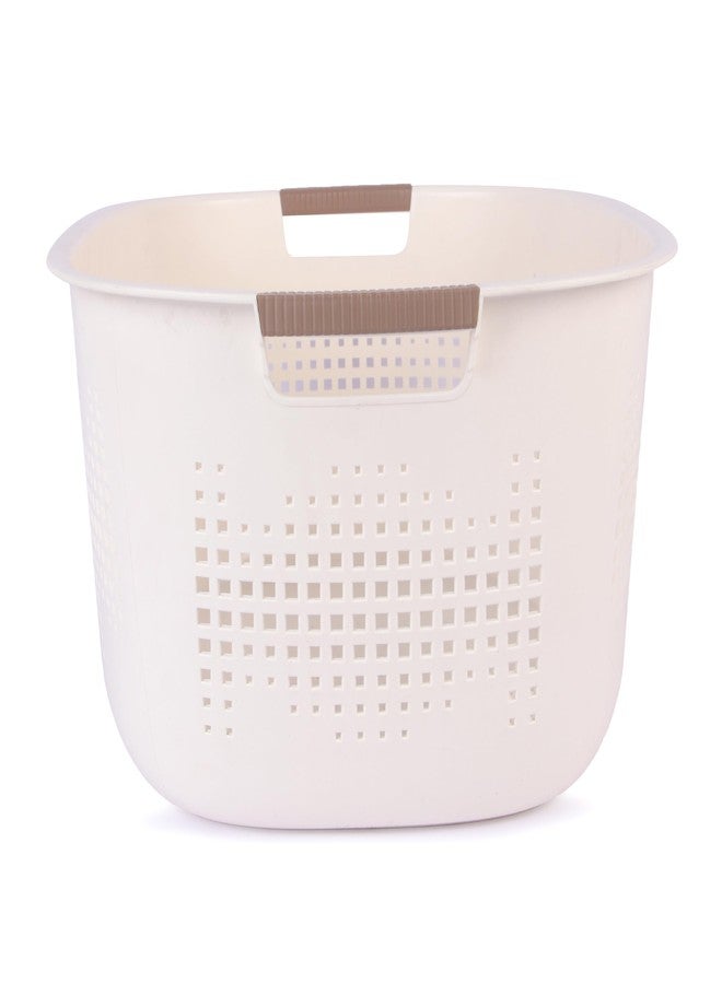ARICO Premium Plastic Laundry Basket with Comfort Grip Handles - Large Ventilated Clothes Storage Organizer for Bathroom, Bedroom & Home (Off-White, Oval Shape) - Image 5
