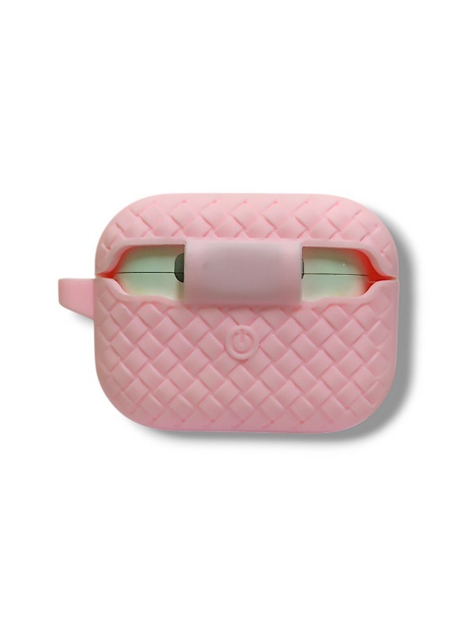 Generic - AirPods Pro 2 Silicone Case with Stylish Ribbed Design - Pink - Image 1