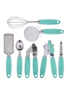 COOK WITH COLOR COOK WITH COLOR Kitchen Gadget Set Stainless Steel Utensils with Soft Touch Handles, 7 Pc. Stainless Steel, Mint  - Image 1