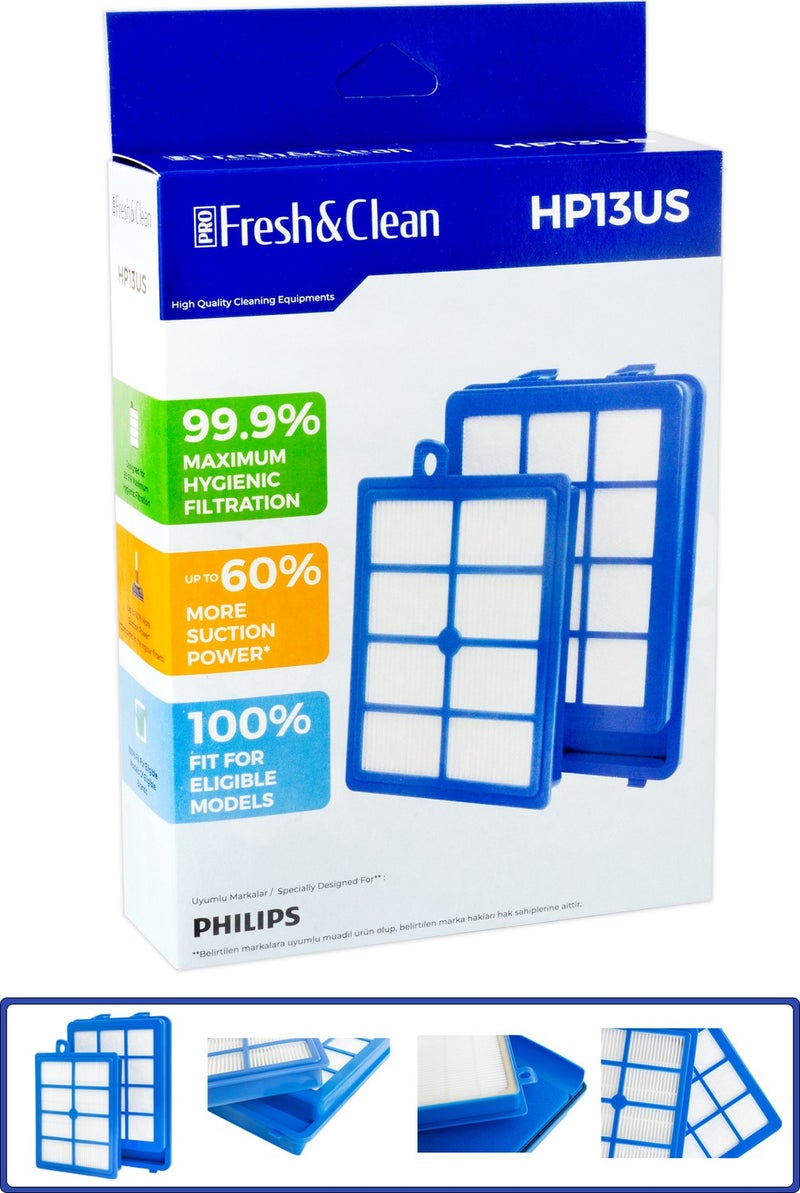 Pro Fresh & Clean Philips Xb 9125 Marathon Ultimate Compatible Front and Rear Hepa Filter Set  - Image 1