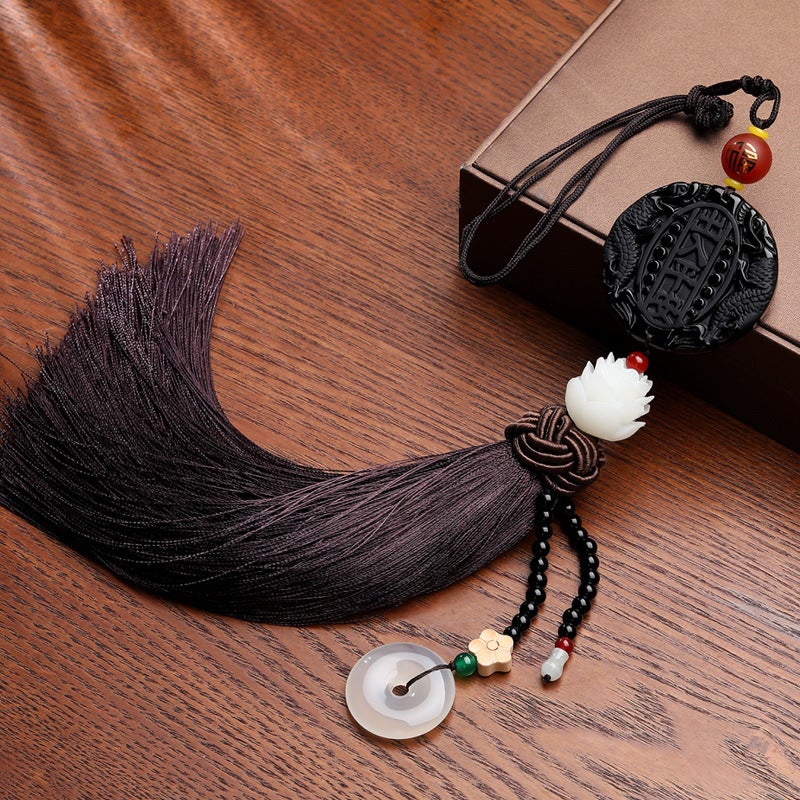 [New] Manufacturers Jade Car Accessories Natural Obsidian Access Safe Car Pendant Supplies - Image 3