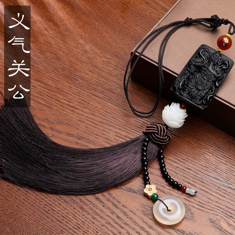 [New] Manufacturers Jade Car Accessories Natural Obsidian Access Safe Car Pendant Supplies - Image 1