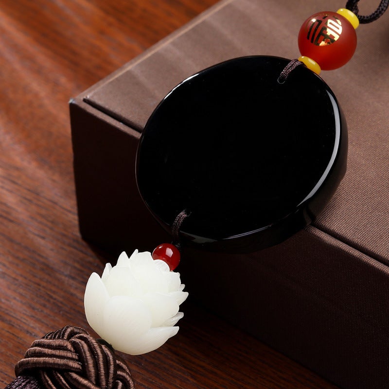 [New] Manufacturers Jade Car Accessories Natural Obsidian Access Safe Car Pendant Supplies - Image 4