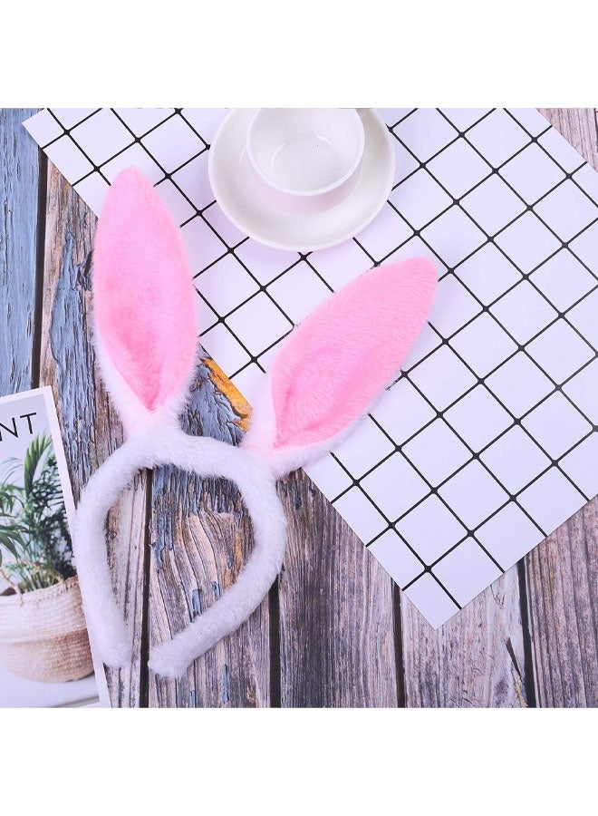 2 Pack Bunny Headband Easter Bunny Ears Hairbands Plush Pink Bunny Headband for Easter Party Favor - Image 3