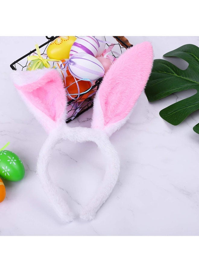 2 Pack Bunny Headband Easter Bunny Ears Hairbands Plush Pink Bunny Headband for Easter Party Favor - Image 2