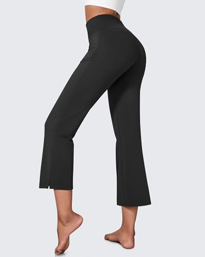 G4Free Womens Yoga Dress Pants with Pockets Wide Leg Businee Casual Pants High Waist Business Casual Ankle Pants (Black-1,L,27") - Image 3