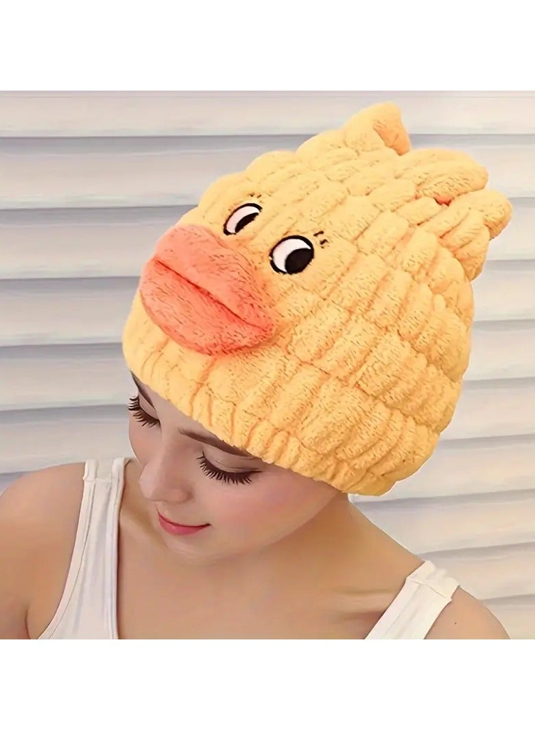 Goolsky 1pc Cartoon Adorable Hair Drying Cap, Duck Unicorn Rabbit Pattern Absorbent & Quick-drying Lady's Turban, Super Soft Dry Hair Cap, For Long & Short Hair, Ideal Bathroom Supplies  - Image 4