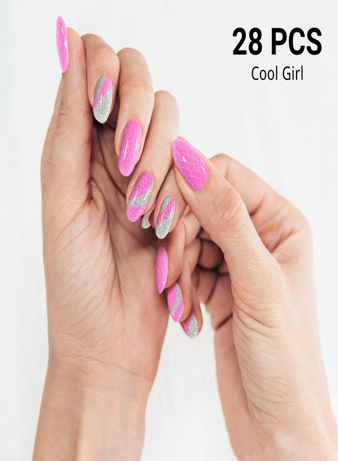 DUKASOU Semi Cured Gel Nail Strips, 28pcs Gel Nail Stickers, Solid Color - Image 2