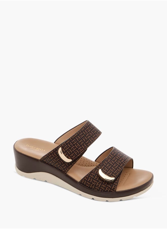 Flora Bella By Shoexpress Women Monogram Print Slip-On Comfort Sandals  - Image 2