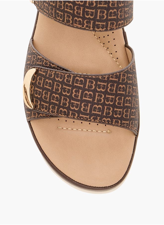 Flora Bella By Shoexpress Women Monogram Print Slip-On Comfort Sandals  - Image 4