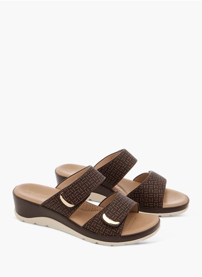Flora Bella By Shoexpress Women Monogram Print Slip-On Comfort Sandals  - Image 1