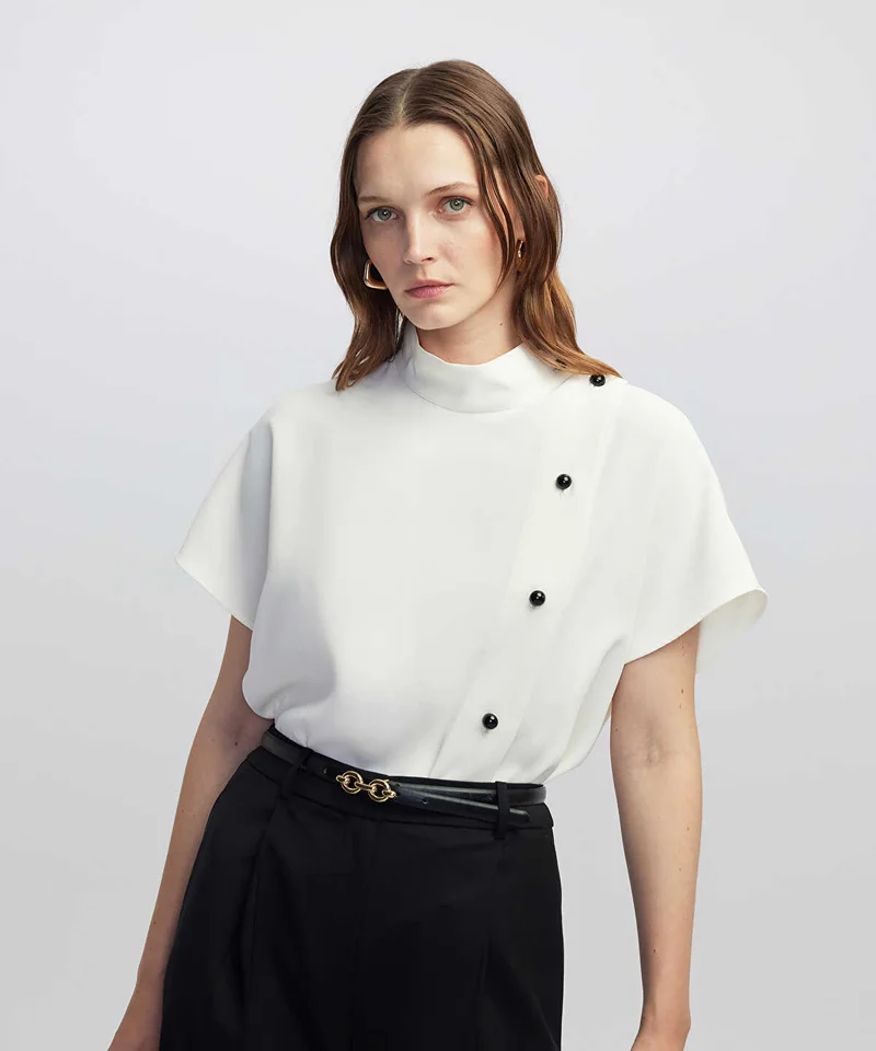 Ipekyol High-Neck Blouse with Contrast Buttons