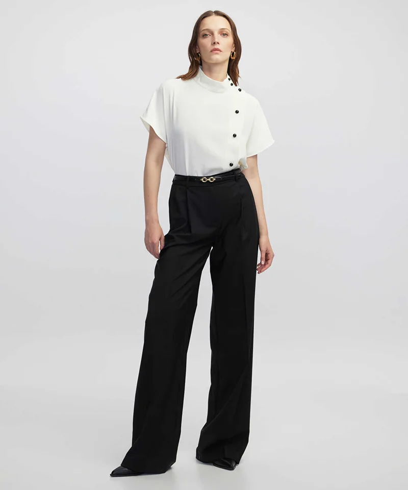 Ipekyol High-Neck Blouse with Contrast Buttons
