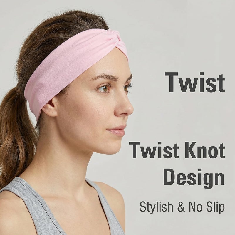 Luuao 12-Pack Stretchy Headbands for Women, Absorbent Sport Headbands with Soft Twist Knot Design, Non-Slip Yoga Workout Headbands for Daily Use, Sweat-Wicking Comfortable Hair Bands (12 Color1) - Image 2