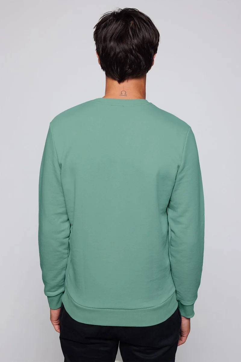 تودورس Unisex Relax Fit Comfortable Cut Cotton Basic Green Crew Neck Sweatshirt