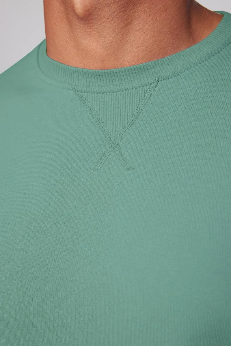 تودورس Unisex Relax Fit Comfortable Cut Cotton Basic Green Crew Neck Sweatshirt