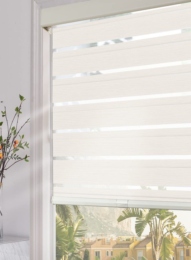 Persilux Cordless Zebra Blinds for Windows (24" W x 72" H, Beige) with Upgraded Cassette Free-Stop Light Filtering Dual Layers Sheer Roller Shades Thermal Insulated Blinds for Office & Living Room - Image 2